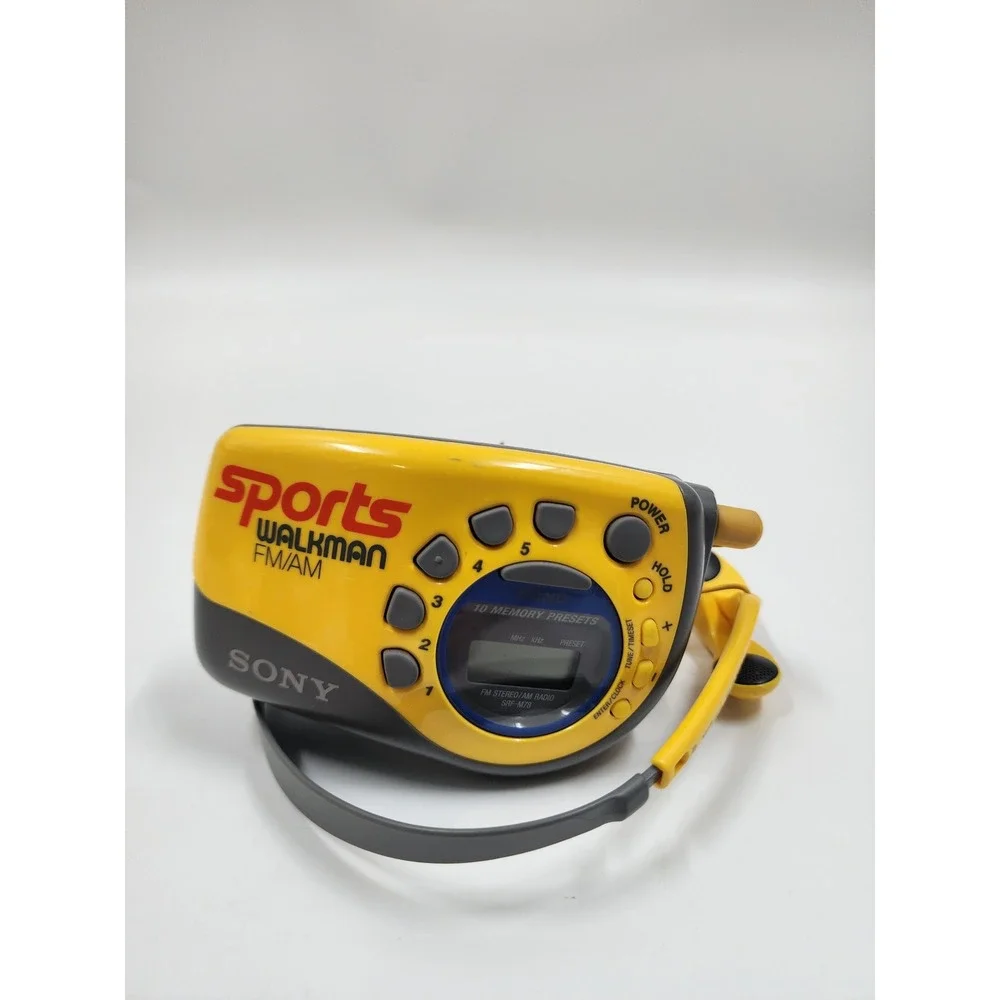 Sony Sports Walkman SRF-M78 FM AM Radio ArmBand Yellow MDR-W14 HeadphonesVintage